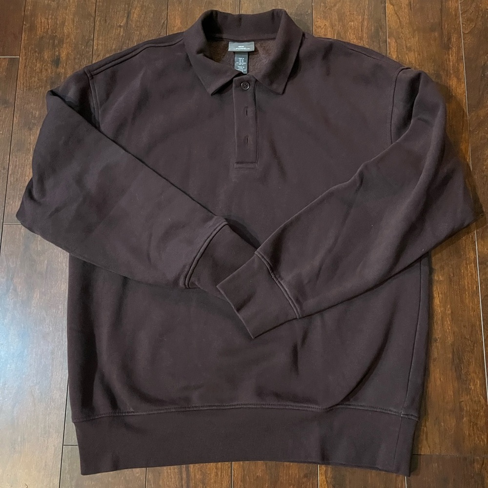 H&M Deep Burgundy Relaxed Fit Polo Sweater
